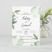 Invitation Mariage d'eucalyptus vert Sage (Debout devant)