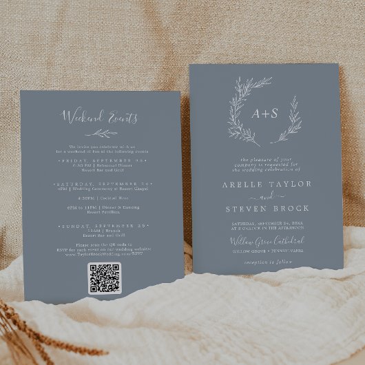 Invitation Mariage d'événements de fin de semaine bleu et bla