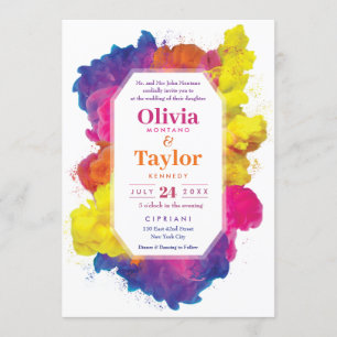 Invitation Mariage d'explosion couleur arc-en-ciel