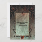 Invitation Mariage d'Halloween à miroir gothique noir d'or (Dos)