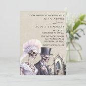Invitation Mariage d'Halloween Couple de squelettes (Debout devant)