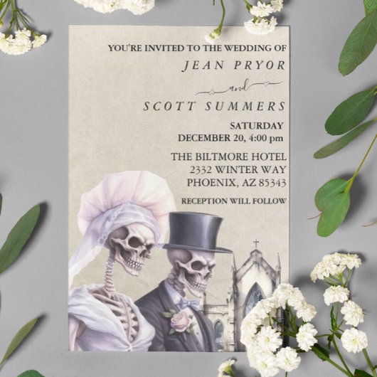 Invitation Mariage d'Halloween Couple de squelettes