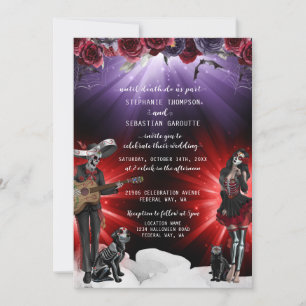 Invitation Mariage d'Halloween crâne éffrayant