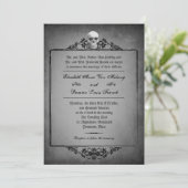 Invitation Mariage d'Halloween de cadre crâne (Debout devant)