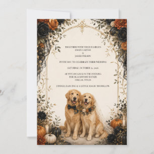 Invitation Mariage d'Halloween de Retriever doré personnalisé