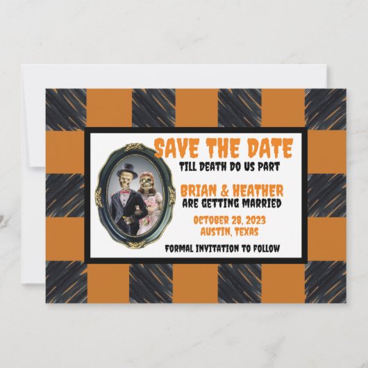 Invitation Mariage d'Halloween d'octobre, Sauvegarder la date (Devant)
