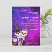 Invitation Mariage d'Halloween gothique crâne (Debout devant)