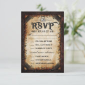 Invitation Mariage d'Halloween gothique marron squelette asso (Debout devant)