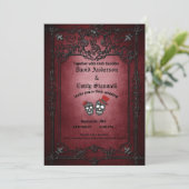 Invitation Mariage d'Halloween gothique rouge et noir (Debout devant)