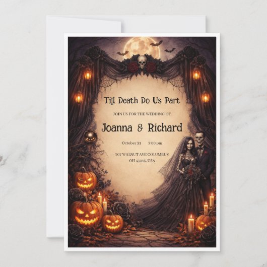 Invitation Mariage d'Halloween inventation. (Devant)
