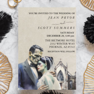 Invitation Mariage d'Halloween Mariée de Frankenstein