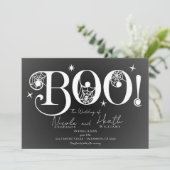 Invitation Mariage d'Halloween noir blanc foncé dans (Debout devant)