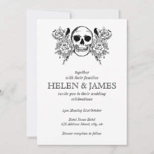 Invitation Mariage d'halloween noir et blanc