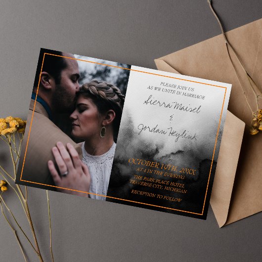 Invitation Mariage d'Halloween noir orange foncé