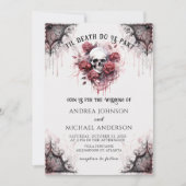 Invitation Mariage d'Halloween Rose gothique (Devant)