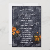 Invitation Mariage d'Halloween Rose Orange Floral Orné (Devant)