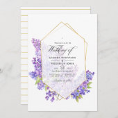 Invitation Mariage d'Herbarium géométrique Pastel Violet et O (Devant / Derrière)