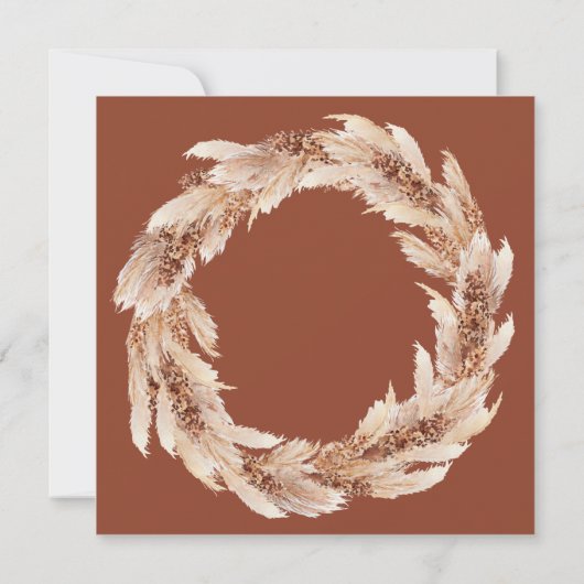 Invitation Mariage d'herbe boho en terre cuite moderne (Dos)