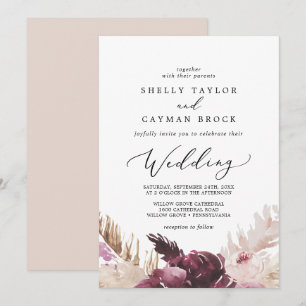 Invitation Mariage d'herbe Boho Pampas