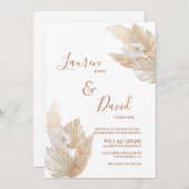 Invitation Mariage d'herbe Boho Pampas (Devant / Derrière)