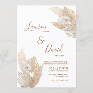 Invitation Mariage d'herbe Boho Pampas