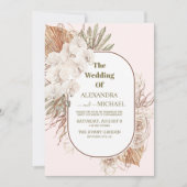 Invitation mariage d'herbe boho terracotta et pampass (Devant)