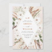 Invitation mariage d'herbe boho terracotta et pampass (Devant)