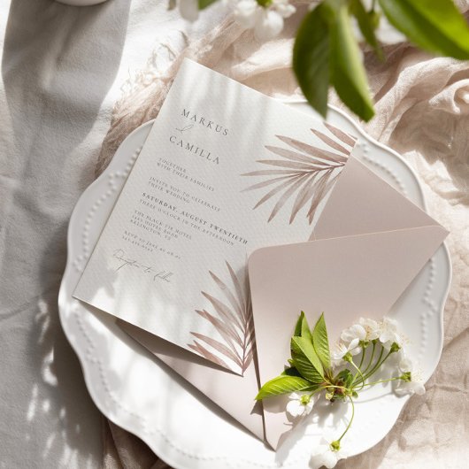 Invitation Mariage d'herbe de Pampas de Bohême