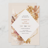 Invitation Mariage d'herbe de Pampas de Bohême (Devant / Derrière)