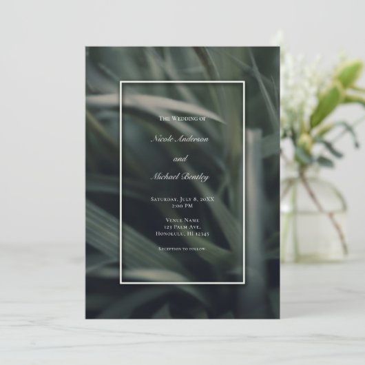Invitation Mariage d'herbe de printemps rustique (Debout devant)