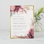 Invitation Mariage d'herbe Gold Burgundy (Debout devant)