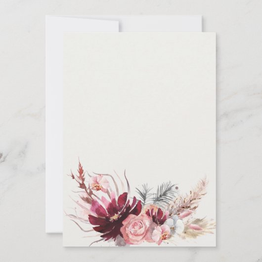 Invitation Mariage d'herbe Gold Burgundy (Dos)