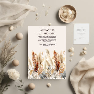 Invitation Mariage d'herbe Pampas d'automne