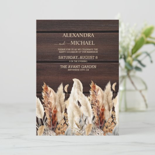 Invitation Mariage d'herbe Pampas d'automne (Debout devant)