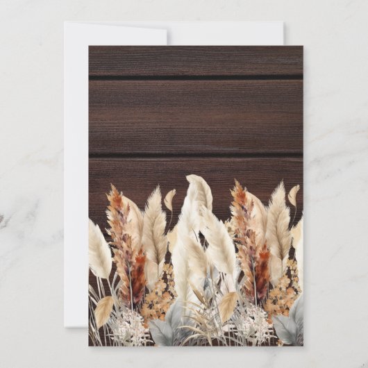 Invitation Mariage d'herbe Pampas d'automne (Dos)