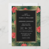 Invitation Mariage d'Hibiscus et de palmiers tropicaux (Devant)