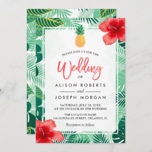 Invitation Mariage d'hibiscus hawaïen d'ananas tropicaux