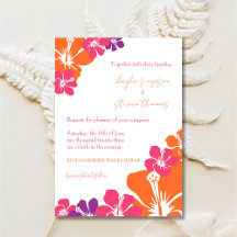 Mariage d'Hibiscus rose orange tropical violet