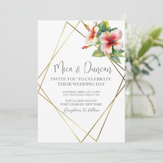 Invitation Mariage d'Hibiscus tropical (Debout devant)