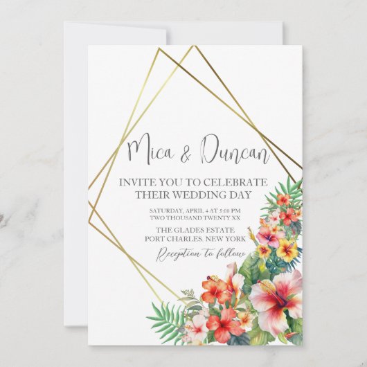 Invitation Mariage d'Hibiscus tropical (Devant)