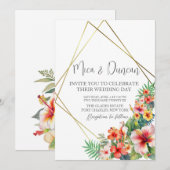 Invitation Mariage d'Hibiscus tropical (Devant / Derrière)