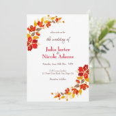 Invitation Mariage d'hibiscus tropicaux d'Orange brulé (Debout devant)