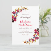 Invitation Mariage d'hibiscus tropicaux d'Orange brulé (Debout devant)