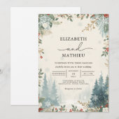 Invitation Mariage d'hiver À feuillage persistant gelé (Devant / Derrière)