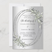 Invitation Mariage d'hiver à la verdure argentée (Devant)