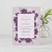 Invitation Mariage d'hiver à l'anémone luxuriante prune (Debout devant)