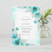 Invitation Mariage d'hiver Aqua Lustrous (Debout devant)