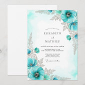Invitation Mariage d'hiver Aqua Lustrous (Devant / Derrière)