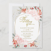 Invitation Mariage d'hiver Aquarelle dorée Floral (Devant)