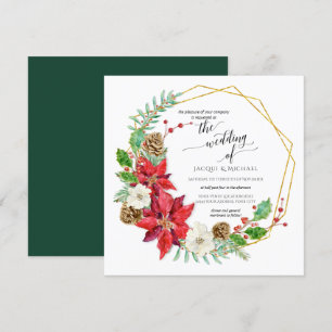 Invitation Mariage d'hiver Aquarelle Floral Wreath   Carré